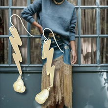 Load image into Gallery viewer, Sterling Silver Mini Lightning Earrings with white pearl