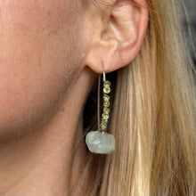 Load image into Gallery viewer, Earrings: Long Sterling Silver ear wire, green quartz and peridot stone beads
