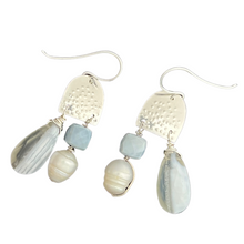 Load image into Gallery viewer, Mini Doors of Possibility earrings with textured sterling silver door and stone tassels