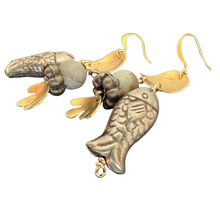 Load image into Gallery viewer, Doors of Possibility earrings with brass door and fish and hand tassels.