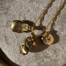 Load image into Gallery viewer, Touchstone Pendant Necklace: 18k gold plated chain with golden rutilated quartz, citrine stone and heritage button pendants