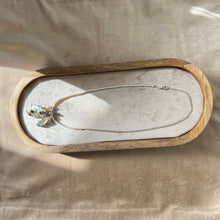 Load image into Gallery viewer, Touchstone Pendant Necklace: Pearl and silver plated chain with iridescent shell and black rutilated quartz pendants