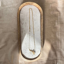 Load image into Gallery viewer, Touchstone Pendant Necklace: Pearl and 18k gold plated chain with golden rutilated quartz pendant