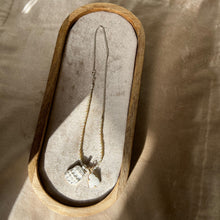 Load image into Gallery viewer, Touchstone Pendant Necklace: Pearl and silver plated chain with white shell pendants