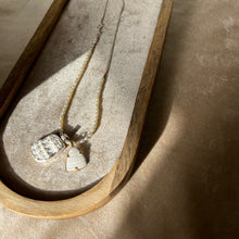 Load image into Gallery viewer, Touchstone Pendant Necklace: Pearl and silver plated chain with white shell pendants
