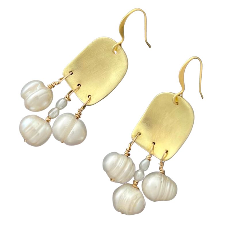 Doors of Possibility earrings with freshwater pearl tassels