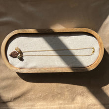 Load image into Gallery viewer, Touchstone Pendant Necklace: 18k gold plated chain with reclaimed ring stamp, golden rutilated quartz and chalcedony pendants