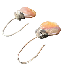 Load image into Gallery viewer, 'Long Way' hook earrings: sterling silver and pink pearl