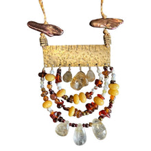 Load image into Gallery viewer, Measure Necklace: Amber, citrine, yellow opal, brown pearls, quartz