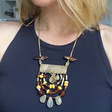 Load image into Gallery viewer, Measure Necklace: Amber, citrine, yellow opal, brown pearls, quartz