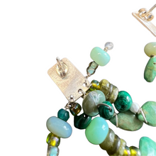 Load image into Gallery viewer, Tassel Earrings: Large sterling Silver Post Earrings with tassels of turquoise, opal and Czech glass beads