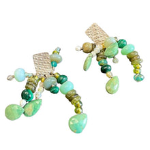 Load image into Gallery viewer, Tassel Earrings: Large sterling Silver Post Earrings with tassels of turquoise, opal and Czech glass beads