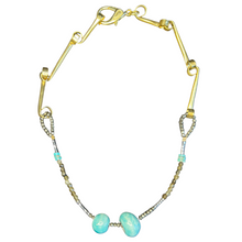 Load image into Gallery viewer, Affinity Chain Necklace: vintage ceramic beads and pyrite
