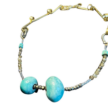 Load image into Gallery viewer, Affinity Chain Necklace: vintage ceramic beads and pyrite