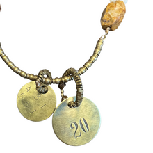 Load image into Gallery viewer, Affinity Chain Necklace: vintage hotel and locker key numbers, chunky agate, and bird clasp