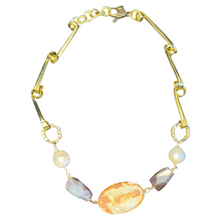 Load image into Gallery viewer, Affinity Chain Necklace: pearl and unpolished agate necklace
