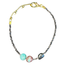 Load image into Gallery viewer, Affinity Chain Necklace: vintage ceramic beads and chunky lapis lazuli