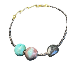 Load image into Gallery viewer, Affinity Chain Necklace: vintage ceramic beads and chunky lapis lazuli