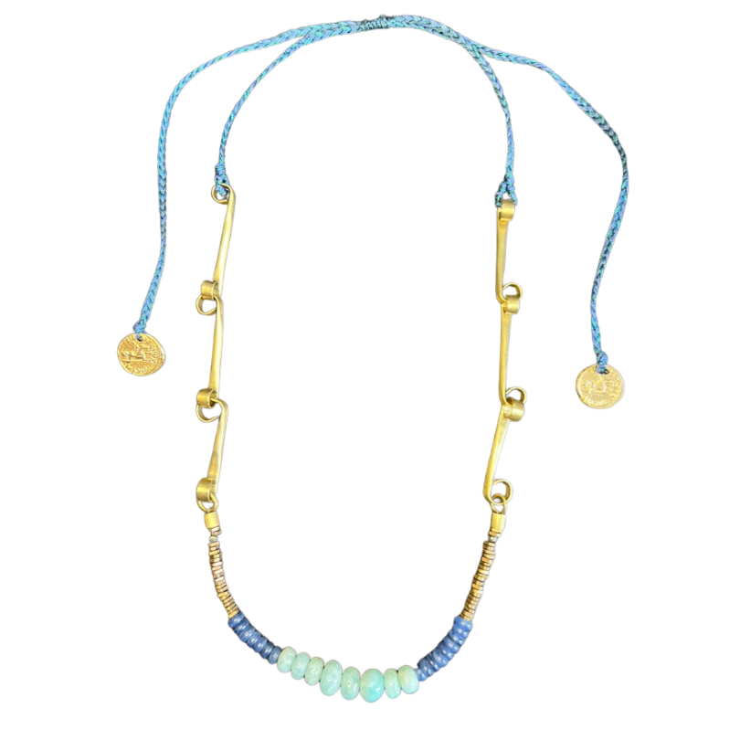 Affinity Chain Necklace: Chalcedony and kyanite stone beads