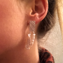 Load image into Gallery viewer, Tassel Earrings: Textured sterling silver post with tassels of white pearl sticks