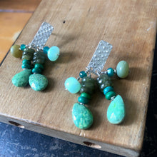 Load image into Gallery viewer, Tassel Earrings: Sterling Silver Post Earrings with tassels of turquoise, opal and Czech glass beads