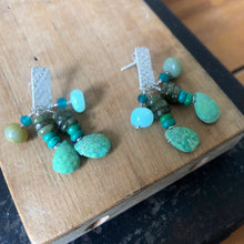 Load image into Gallery viewer, Tassel Earrings: Sterling Silver Post Earrings with tassels of turquoise, opal and Czech glass beads