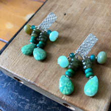 Load image into Gallery viewer, Tassel Earrings: Sterling Silver Post Earrings with tassels of turquoise, opal and Czech glass beads