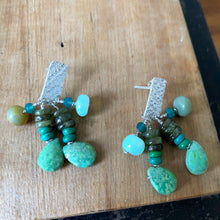 Load image into Gallery viewer, Tassel Earrings: Sterling Silver Post Earrings with tassels of turquoise, opal and Czech glass beads