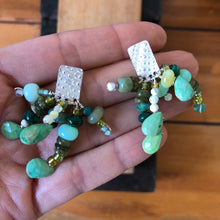 Load image into Gallery viewer, Tassel Earrings: Textured sterling silver with turquoise, opal, malachite, and Czech glass