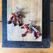 Load image into Gallery viewer, Tassel Earrings: Textured sterling silver post earrings with moonstones, jasper, coral, and check glass beads
