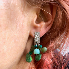 Load image into Gallery viewer, Tassel Earrings: Sterling Silver Post Earrings with tassels of turquoise, opal and Czech glass beads