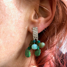 Load image into Gallery viewer, Tassel Earrings: Sterling Silver Post Earrings with tassels of turquoise, opal and Czech glass beads