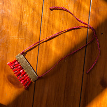 Load image into Gallery viewer, Measure Necklace: Brass ruler adorned with tassels of red coral beads