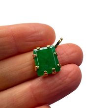 Load image into Gallery viewer, Seed Pendant: Emerald Green Chalcedony Square Cushion Cut with Bronze Setting [0020]
