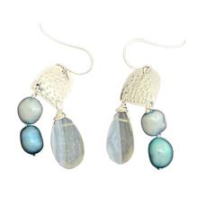 Load image into Gallery viewer, Mini Doors of Possibility earrings with textured sterling silver door and stone tassels
