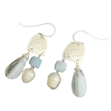 Load image into Gallery viewer, Mini Doors of Possibility earrings with textured sterling silver door and stone tassels
