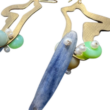 Load image into Gallery viewer, Growth Earrings: Wings with kyanite, chalcedony, opal, pearl
