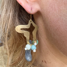 Load image into Gallery viewer, Growth Earrings: Wings with kyanite, chalcedony, opal, pearl
