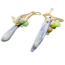 Load image into Gallery viewer, Growth Earrings: Wings with kyanite, chalcedony, opal, pearl
