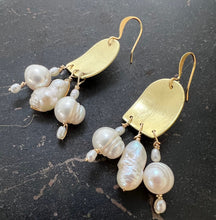 Load image into Gallery viewer, Doors of Possibility earrings with white freshwater pearl tassels
