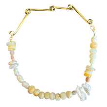 Load image into Gallery viewer, Affinity Chain Necklace: stone, pearl, and vintage buttons

