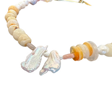 Load image into Gallery viewer, Tube Chain Necklace: stone, pearl, and vintage buttons
