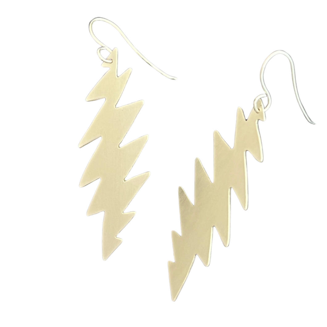 13 Point Lightning Bolt Sterling Silver Earrings: Grateful Dead