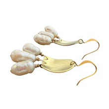 Load image into Gallery viewer, Doors of Possibility earrings with white freshwater pearl tassels
