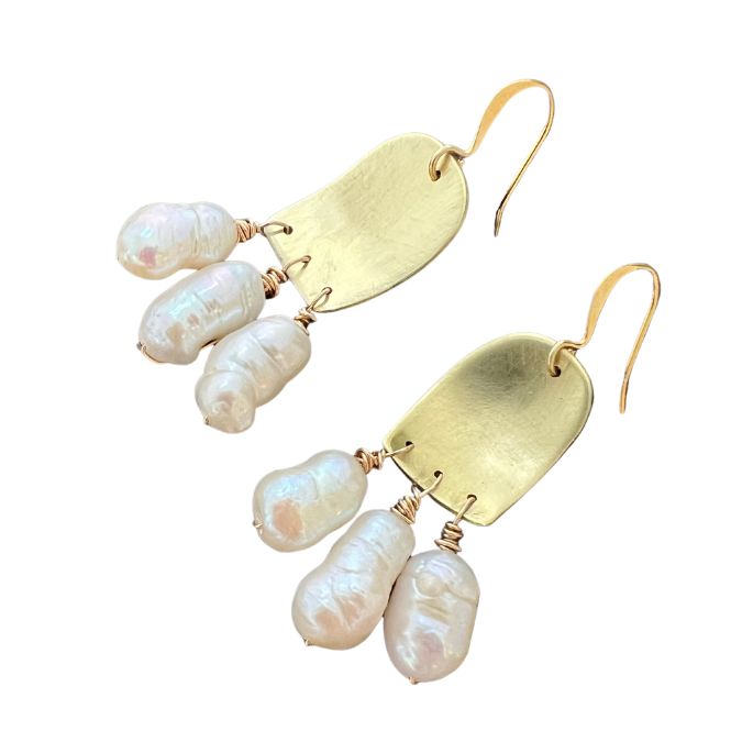 Doors of Possibility earrings with white freshwater pearl tassels