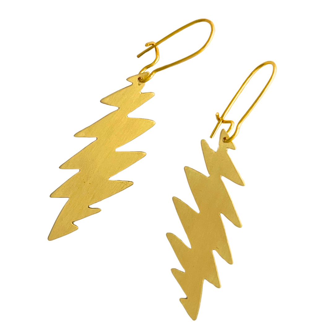 13 Point Lightning Bolt Grateful Dead Earrings: 2inch in NuGold