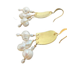 Load image into Gallery viewer, Doors of Possibility earrings with white freshwater pearl tassels
