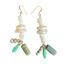 Load image into Gallery viewer, Tassel Earrings: Pearl and jade
