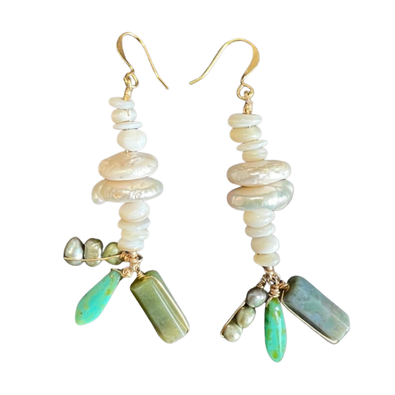 Tassel Earrings: Pearl and jade