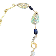 Load image into Gallery viewer, Affinity Chain Necklace: Abalone, lapis lazuli, pearl, ceramic hand
